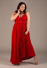 Plus Size Maxi Dress 1X-3X Empire Waist Sleeveless Polyester Blend Solid SWAK
