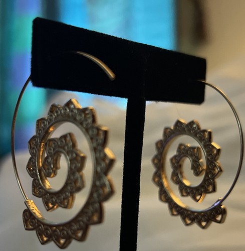 Bohemian Earrings - Boho Earrings - Gold Color Hoop Earrings - Boho Jewelry - Picture 2 of 3