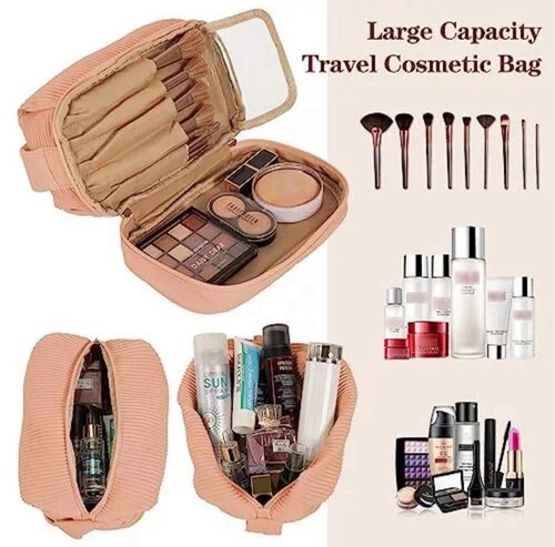 Große rosa Kosmetiktasche - Reise Kulturbeutel & Kosmetik Organizer Koffer für Frauen - Bild 3 von 5