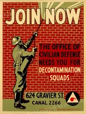 1942 Civil Defense Classic Works Progress Administration Poster - 18x24