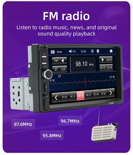 7" Double 2DIN Touch Screen Car Stereo FM MP5 Player Bluetooth Radio USB AUX - Picture 11 of 15