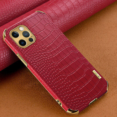 For iPhone 15 14 13 12 Pro Max 11 XR 87 Shockproof Luxury Crocodile Leather Case
