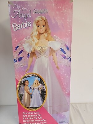 Barbie Doll 1998 My Size Angel Feet Tall Mattel 20493 With Box WINGS  HALOS