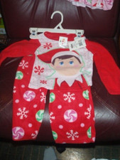 Elf on the Shelf Christmas Pajamas 2-Piece Red Fleece Sleepwear Set Girl Size 3T
