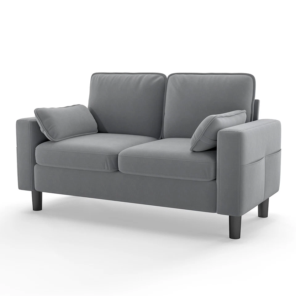 Sofá sofá Loveseat con asiento profundo y fundas extraíbles, gris Foto 3 de 4