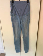 H&M MAMA Super Skinny High Rib Maternity Jeans M Blue Light Wash Stretch