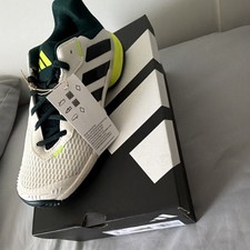 adidas Barricade Boys Tennis Shoes US 3 Medium White Green Yellow