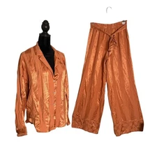 Victoria's Secret Pajama Wide Leg Pants Set Striped Top M Pants XS Loungewear