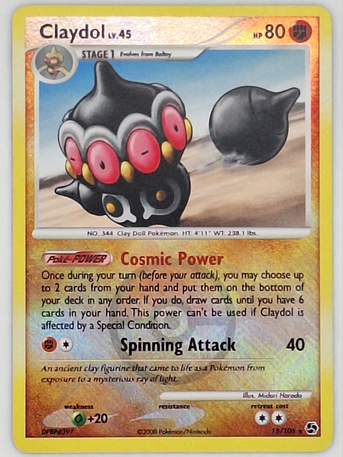 Claydol 15/106 Pokemon - Crosshatch Holo Diamond and Pearl Great Encounters LP