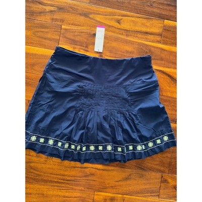 Lucky in Love Navy Blue Pleated Tennis Skort Embroidered Floral XL GB102-G27401
