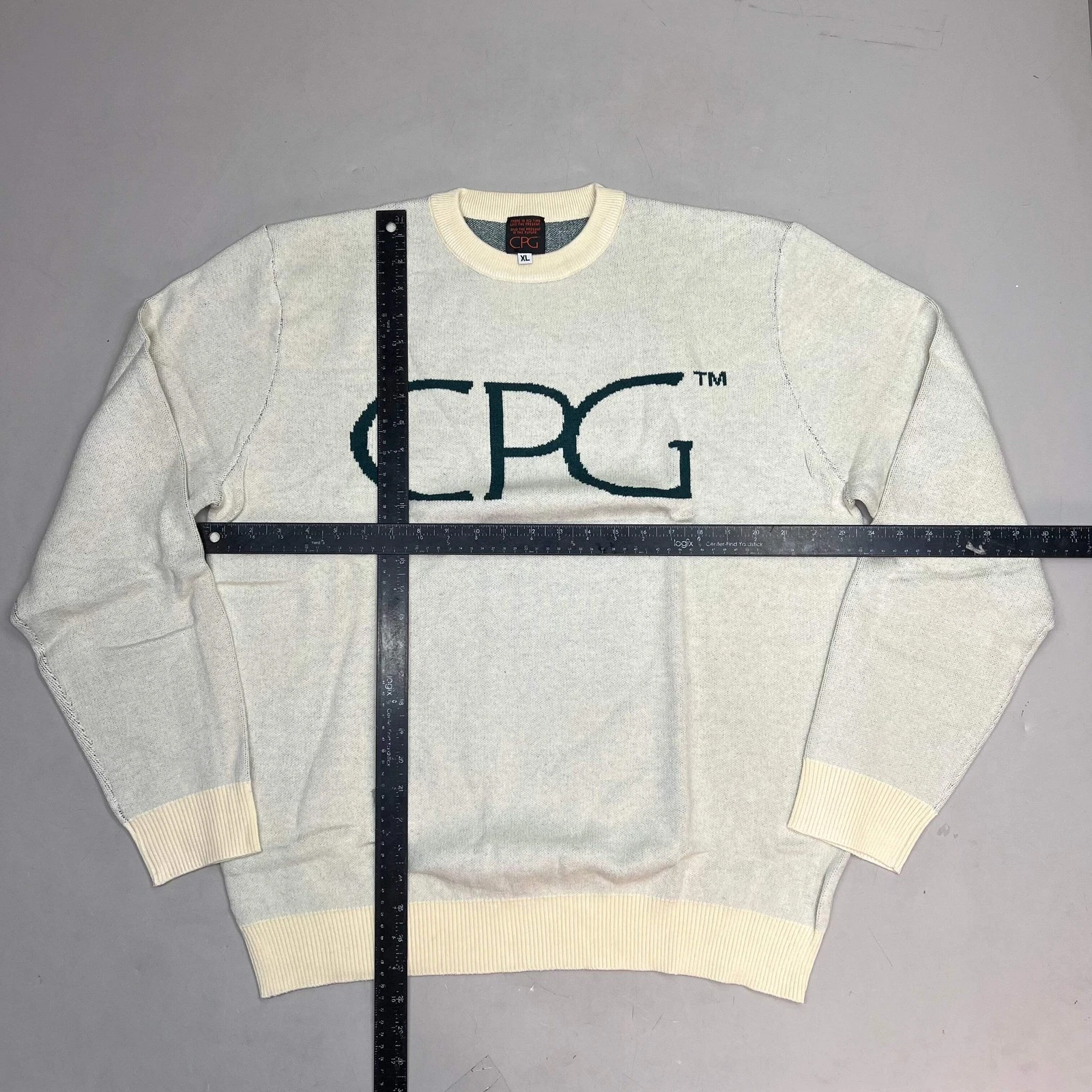 CPG CODEGRAPHY WORLDWIDE Sweater Women's Sz XL Green/Crème WCPG-SWTR-NTRL-2022-3 image 9