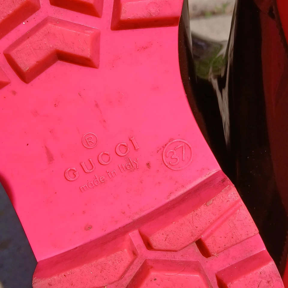 Botas de Lluvia Gucci Negras y Rosa Hechas en Italia Talla 37 Foto 3 de 4