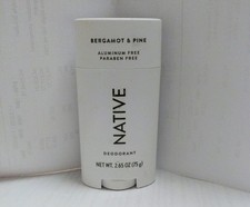 Native Deodorant Stick Bergamot  Pine 2.65oz Paraben Aluminum Free, New