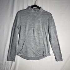 Spyder Large Women's 1/4 Zip Light Gray Heathered Long Sleeve Sweatshirt Gym