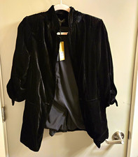 Halogen Black Open Front Lined Blazer Jacket 3/4 Sleeve Pockets Women  s S NWT