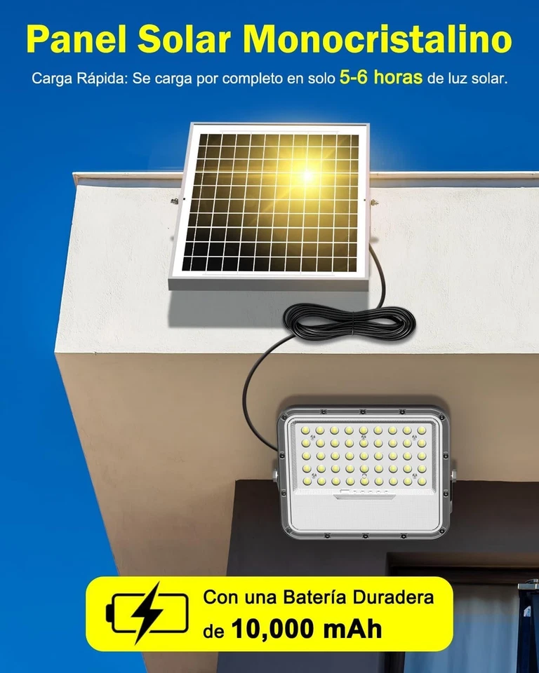 Luces solares exteriores 3000LM encendido/apagado automático luz de anochecer a amanecer con batería de 10000 mAh Foto 2 de 4