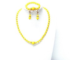 15  Yellow Acrylic Bead Necklace/Bracelet/Earrings Set for Little Girl