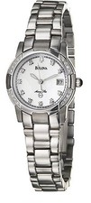Bulova 96R42 Women's Marine Star Diamond Bezel Date Mother of Pearl Dial Watch