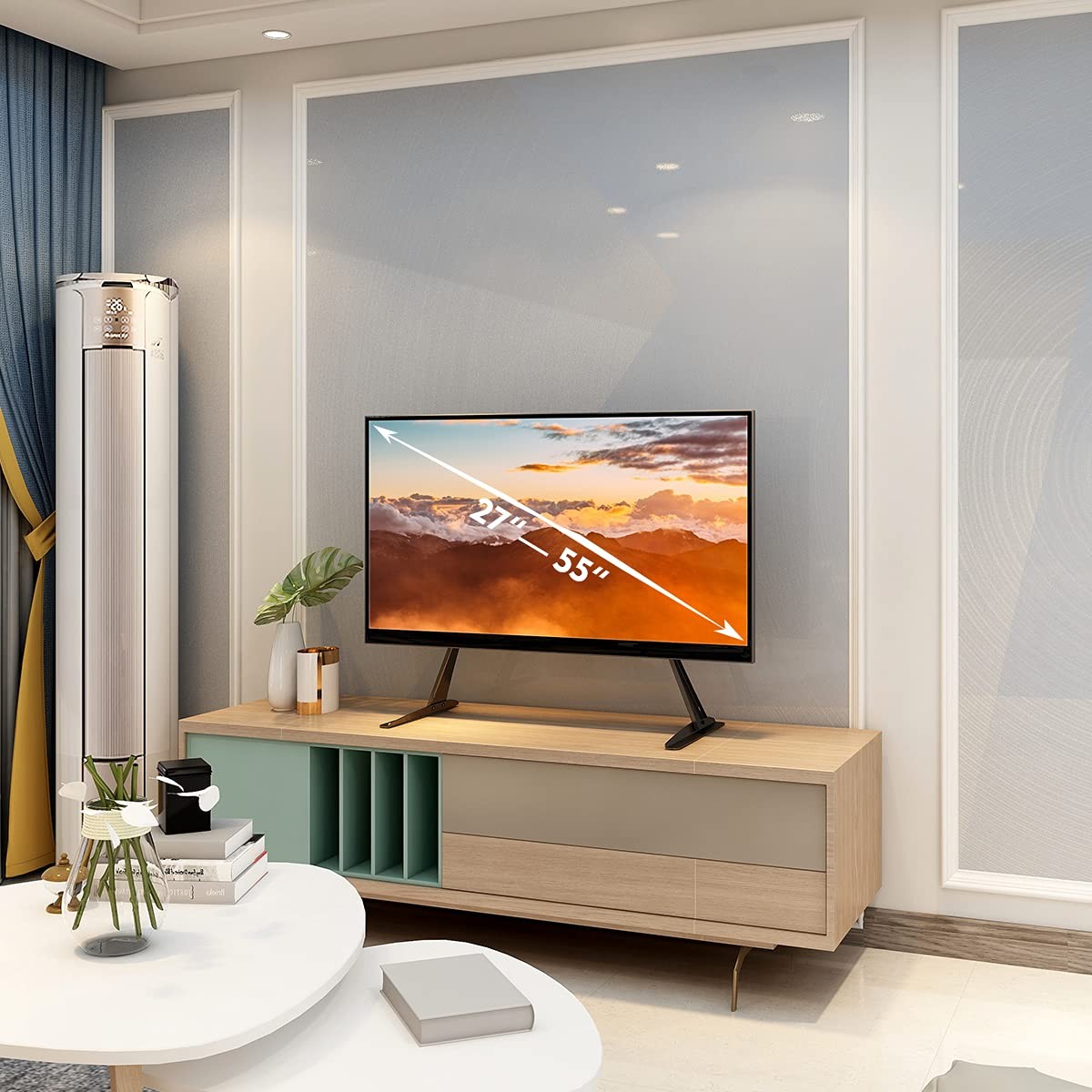 Universal Table Top TV Stand Base TV Legs with Height Adjustment fits Most 27...