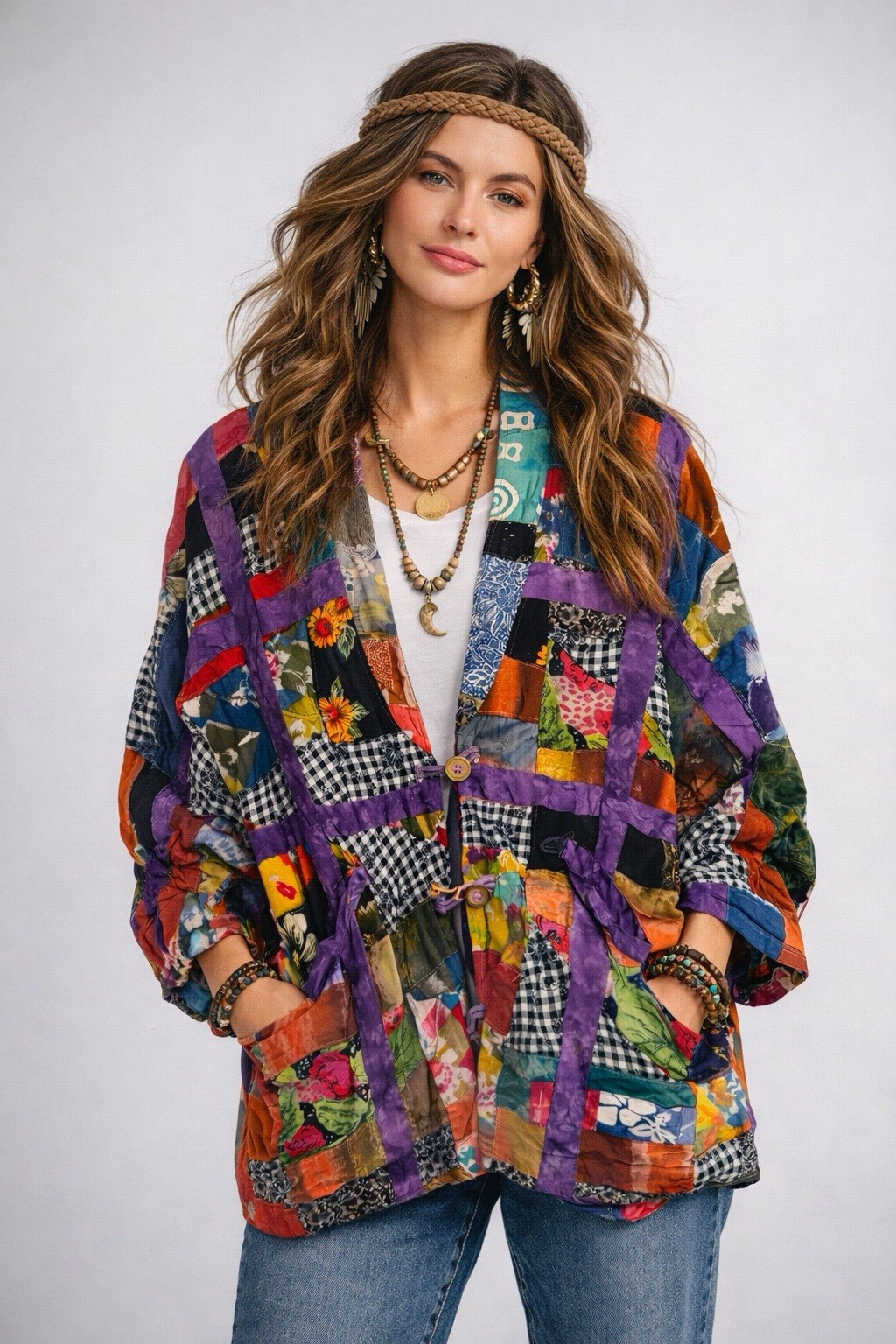 Nativewear Designs Patchwork Kimono Topper Jacket… - image 1