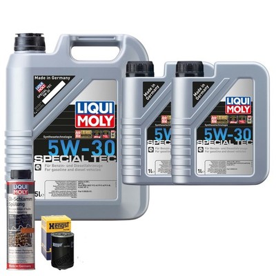 Motoröl 5W30 LIQUI MOLY Leichtlauf Special Tec 7L+HENGST Ölfilter +Spülung
