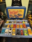 Vintage 1970s Tara Toy M18 Matchbox Hot Wheels Blue 24 Car Case w/ Trays & Cars