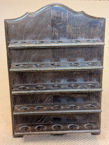 Vintage Wooden Thimble Display 5 Shelf Miniature Wall Hanging Rack