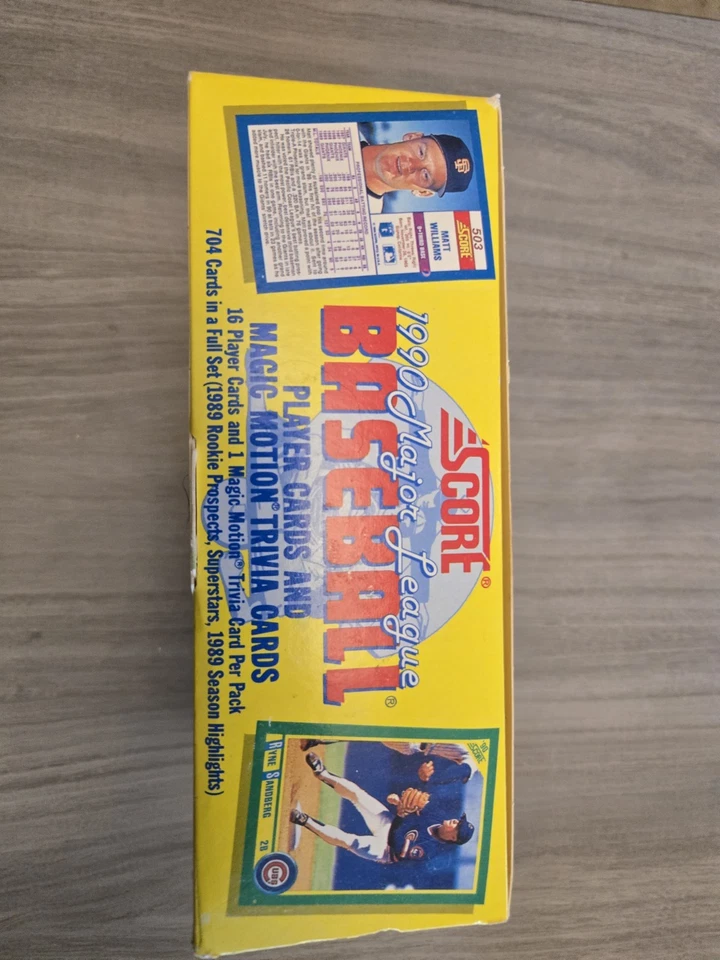 Juego de tarjetas de coleccionista de béisbol de las Grandes Ligas Score 1990 caja tiene algunas imperfecciones nuevo Foto 4 de 4