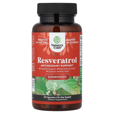 2 X Nature's Craft, Resveratrol, 60 Capsules (600 mg per Capsule)