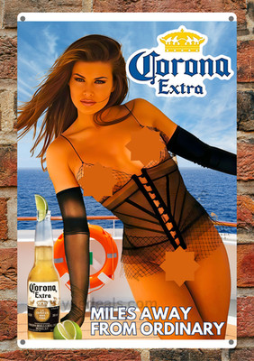 Corona Extra  Beer Metal Sign   Sexy Man Cave Bar Decor Sign Read Desc.