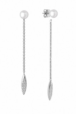 Echte Perlen Ohrringe 925 Silber lang hängend Ohrstecker Damen Geschenk Freundin