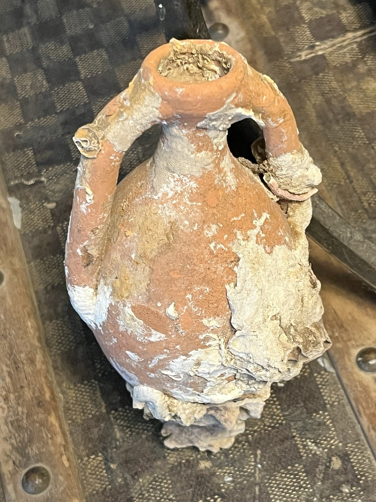 IMPRESIONANTE RARO ANTIGUO Ánfora Barcos Reliquia Terracota Grecia Era Romana Cerámica