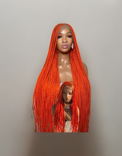 Full Lace Knotless Orange Braided Wig | Braided Wig| Ready To Ship - Picture 1 of 2
