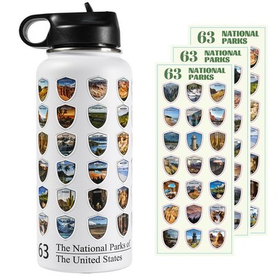 63 National Parks Water Bottle with Stickers,3D Printed, Insulated Water Bottles