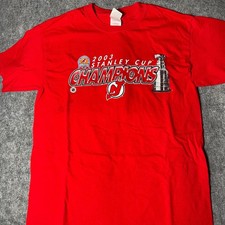 Vintage NJ Devils NHL 2003 Stanley Cup Champions Red T Shirt L