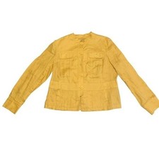 Coldwater Creek Jacket Womens Size 16 Yellow Linen Celebrate Your Spirit Spring