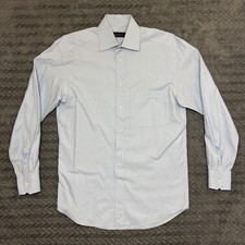 Canali Men Dress Shirt Size 15/38 Long Sleeve Made In Italy Vtg Blue Button Up
