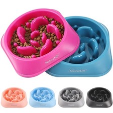 MateeyLife 2pc Slow Feeder Dog Bowls Puzzle Anti-Choke Non-Slip Medium/Large Pur