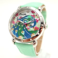 Bertha Peacock MOP Colorful 38mm Womens Watch Silver Teal Leather w New Battery