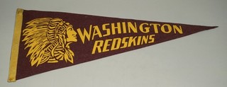 ORIGINAL 1940S WASHINGTON REDSKINS FOOTBALL PENNANT FULL SIZE APPROX. 28" LONG