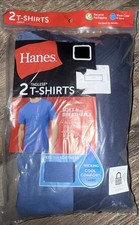 Hanes Mens 2-Pack T-Shirts Crew Neck Blues 100 Cotton M 38-40