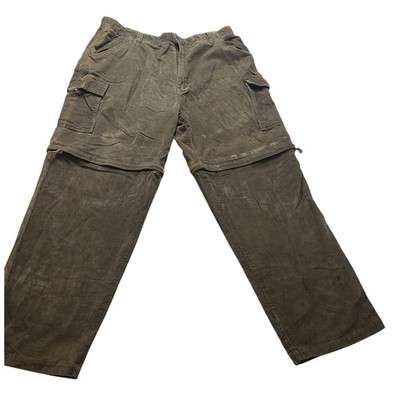 Extreme Limit Men's Corduroy Cargo Pants 38x32 Olive Green Zip Off Convertible