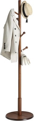 Coat Rack Freestanding, Wooden Coat Tree with Stable round Base, Vintage Heavy D