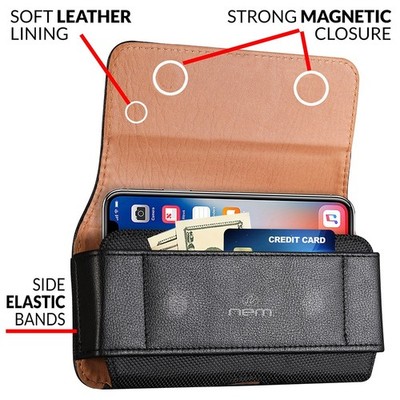 iPhone 16 15 PRO MAX  XL BELT CLIP LEATHER HOLSTER POUCH TO FIT  HARD CASE On