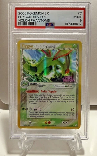PSA 9, Low Pop 72!, Flygon (Delta Species) 7/110 Holon Phantoms Reverse Holo