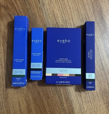 Eyeko Eye Makeup Bundle Palette Mascaras Eyeliner Full Size  4pc Set New In Box