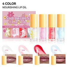 Women Girls Lip Glaze Lip Care 4Pcs Lip Gloss Set Lipgloss Fruit Flavored Shiny