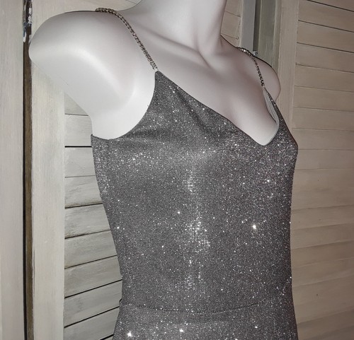 Vtg Bebe Women's Jumper Size Small V Neck Lightweight Rhinestone Stretch Strap - Picture 4 of 12
