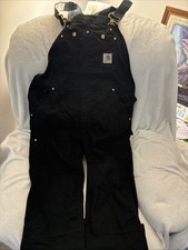 Carhartt Black Double Knee Coveralls Men s Size 38x28 Work