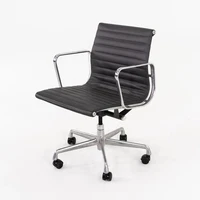 2020s Herman Miller Eames Aluminum Group Management Desk Chair in Black Leather